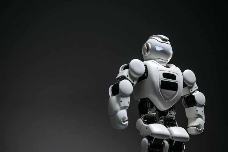 A futuristic robot, captured in a close-up studio shoot, showcasing innovation and design.